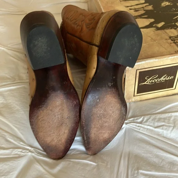 Lucchese saddle tan ostrich western cowboy boots size 8B (women’s) - Picture 4 of 8